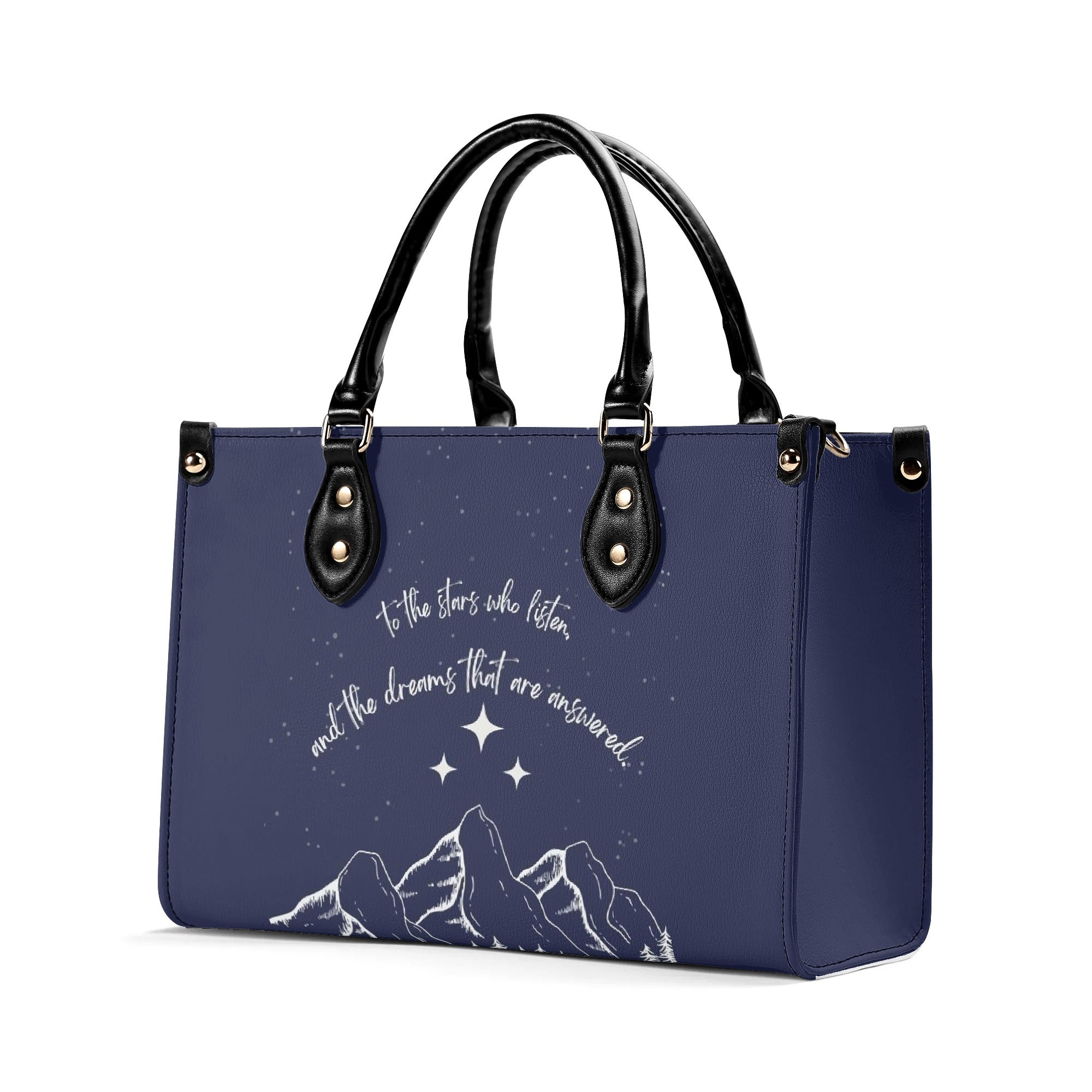 "To the stars who listen and the dreams that are answered" Quote  Inspired  Leather Bag, ACOTAR Inspired Bag, Personalized Leather Bag, Fantasy Leather Handbag, Perfect Gift for Women. HBVLR47