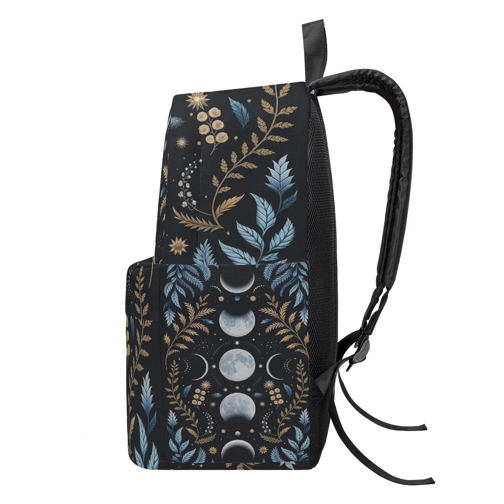 Velaris ACOTAR Inspired Backpack, Celestial Moon Phases and Floral Design, Book Lover Gift BPVLR43