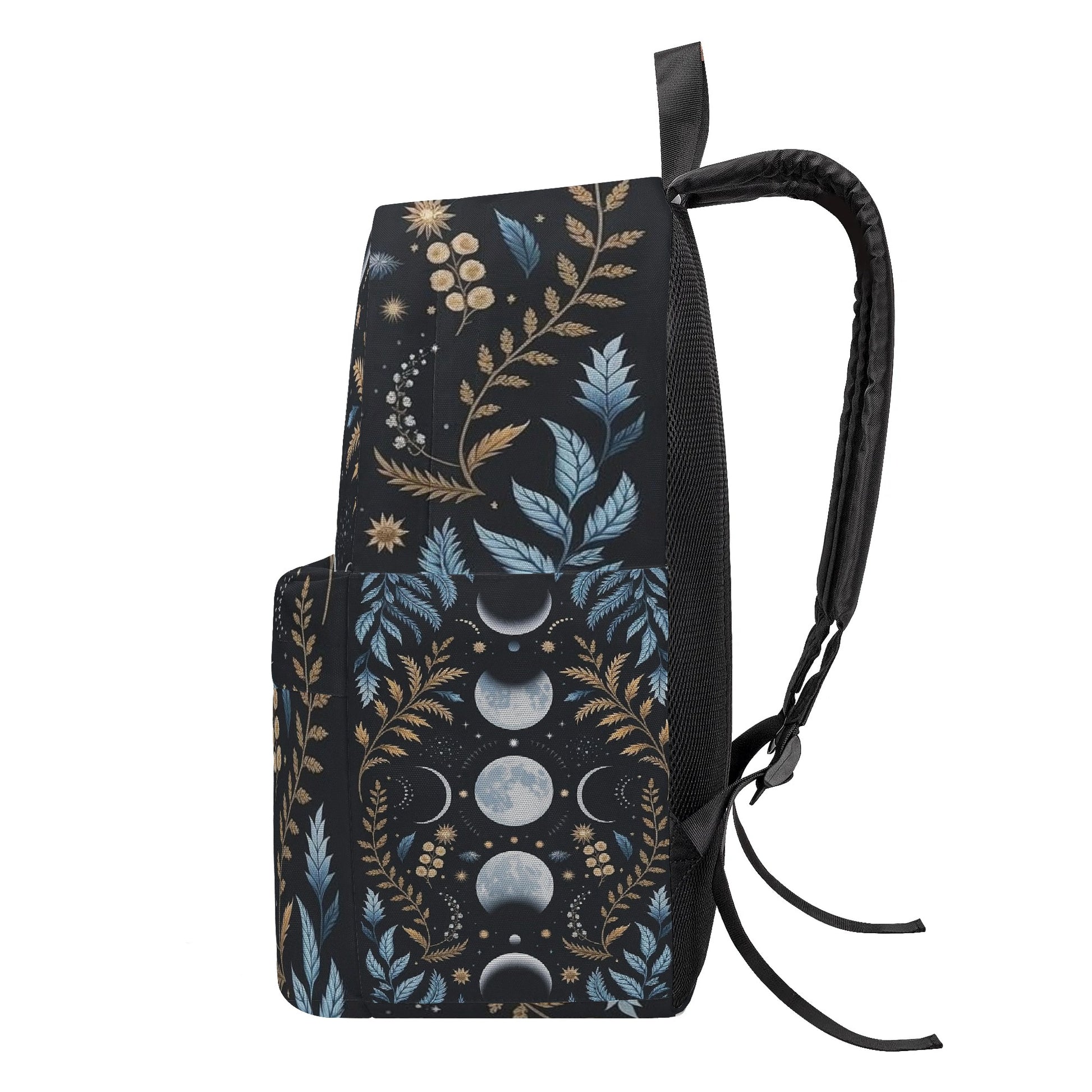 Velaris ACOTAR Inspired Backpack, Celestial Moon Phases and Floral Design, Book Lover Gift BPVLR43