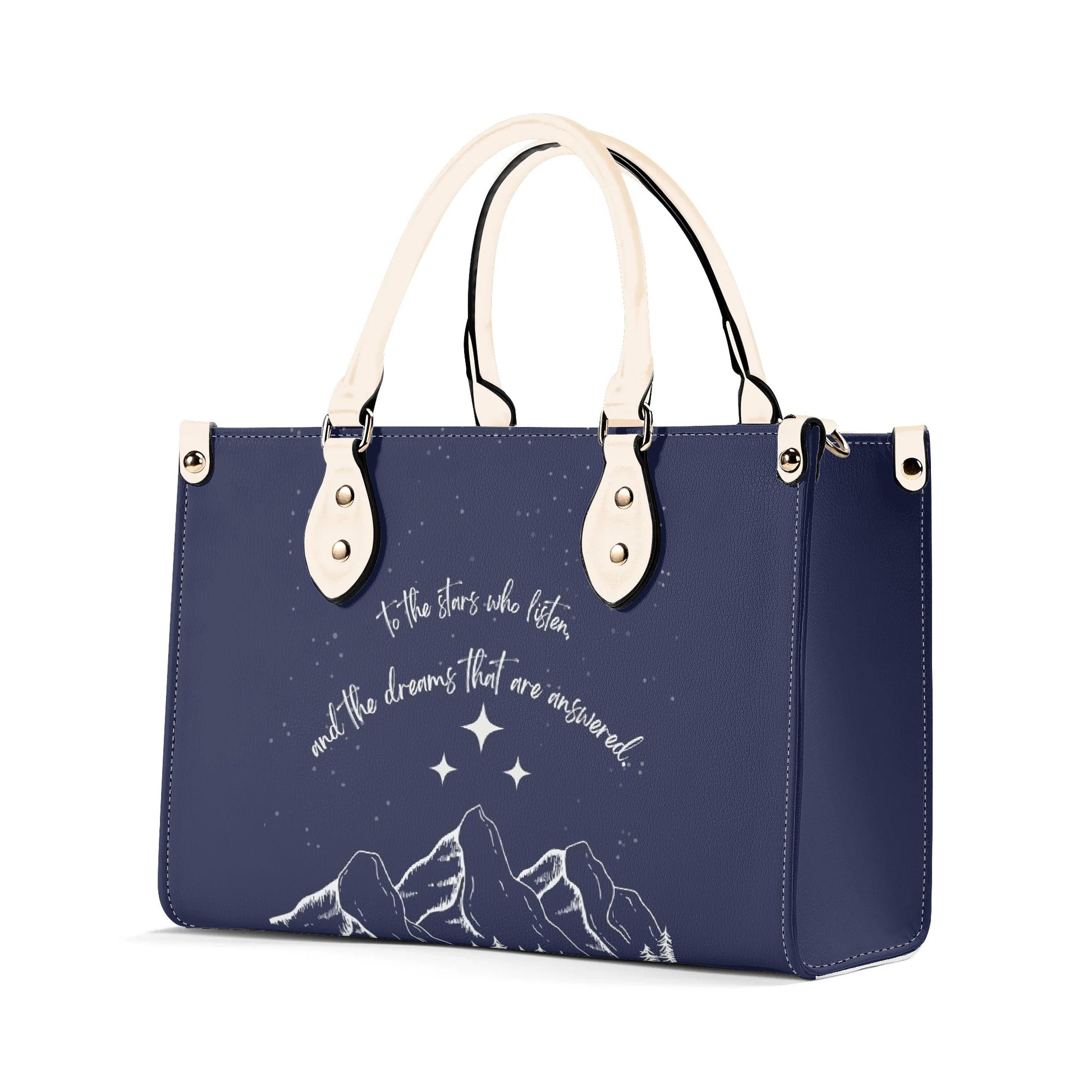 "To the stars who listen and the dreams that are answered" Quote  Inspired  Leather Bag, ACOTAR Inspired Bag, Personalized Leather Bag, Fantasy Leather Handbag, Perfect Gift for Women. HBVLR47