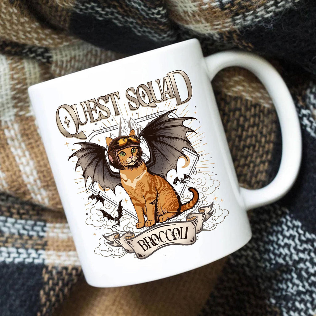 Quest Squad Broccoli Coffee Mugs 2-sided, Onyx Storm Mugs, Fourth Wing, Xaden Riorson, Ridoc Romantasy Fan , Dragon Rider MGVLR47