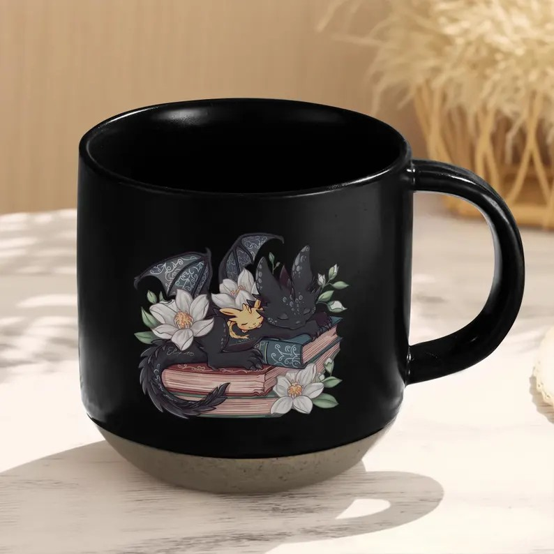 Fantasy Bookish Mug, Fantasy Dragon Pottery Mug, 4th Wing Merch, Book Lover Gift, Bookish Coffee Cup, Dragon Home Decor for Reader,Book Gift