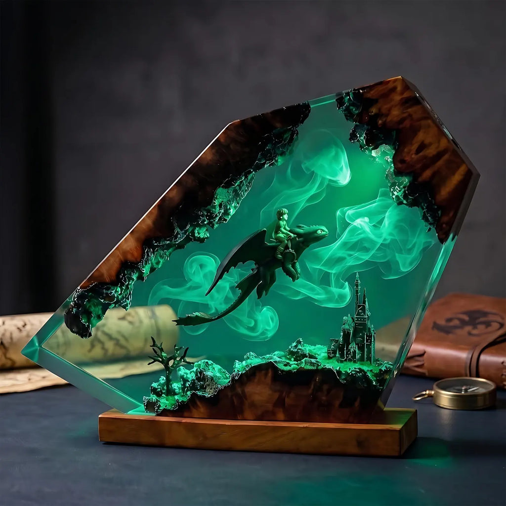 Tairn and Andarna Resin Lamp, Fourth Wing Inspired Dragon Decor, Empyrean Book Lover Gift, Fantasy RGB LED Night Light. ERNLVLA15