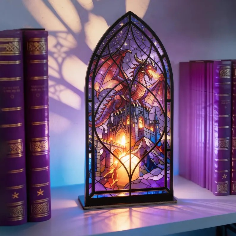 Gothic Dragon Library Sign, Fantasy Bookshelf Decor, Book Lover Gift, Reader Gift, 3 Colors Available BNVLR29