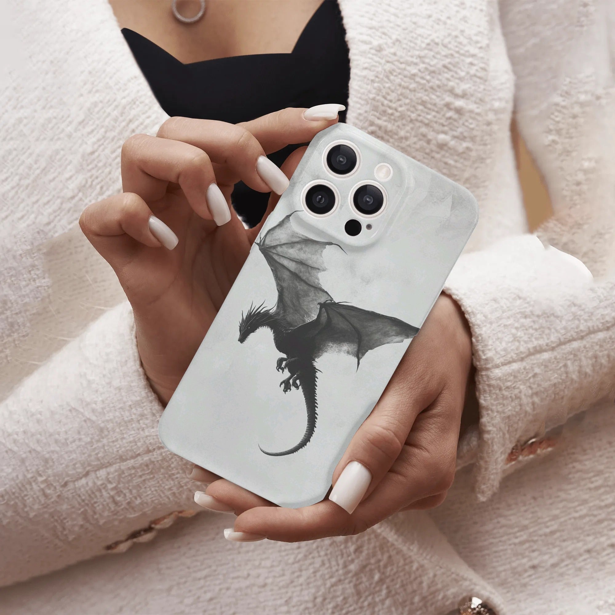 Dragon Tairn Phone Case, Fourth Wing Inspired Design, Black  Dragon Artwork, Unique Fantasy Accessory for Dragon Lovers, Bookish Gift PCVLR78