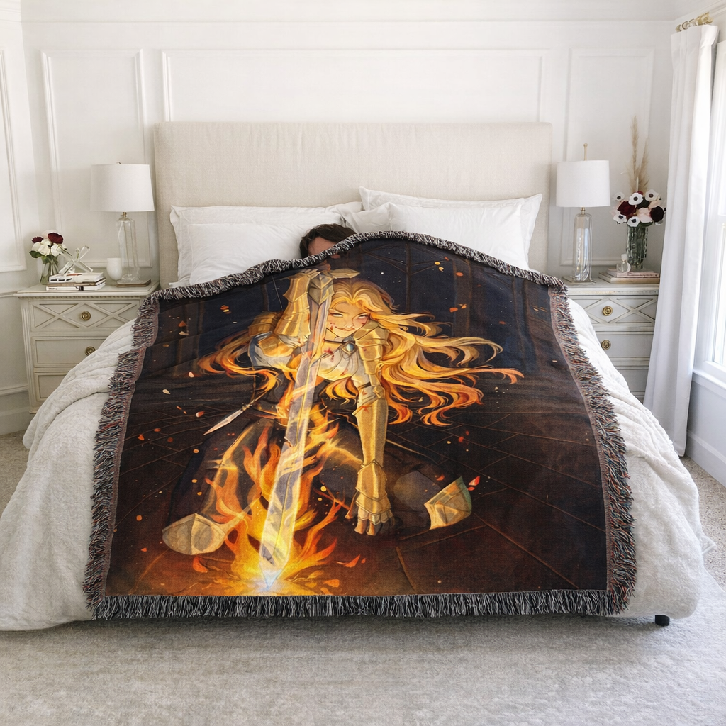 Aelin Inspired Woven Blanket, Throne of Glass Fantasy Throw, Fireheart Bookish Home Decor, Gift for Fantasy Readers BKVLR05