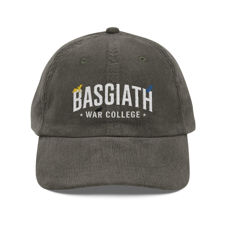 Fourth Wing Inspired Basgiath War College Hat, Embroidered Corduroy Dad Cap VLRH18