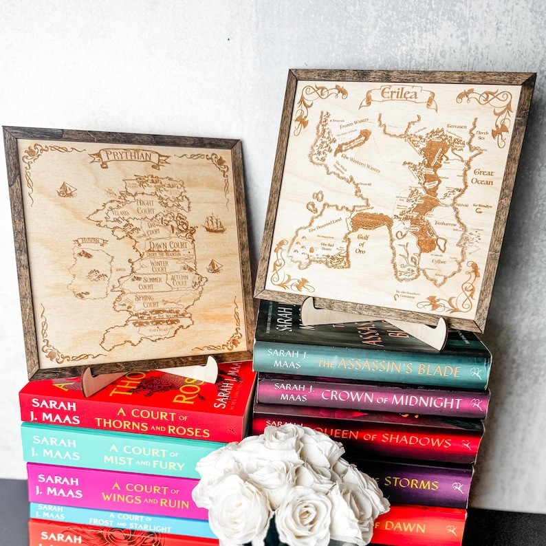 Throne of Glass Erilea Map, Wooden Wall Art for Bookshelf Decor WSVLR04