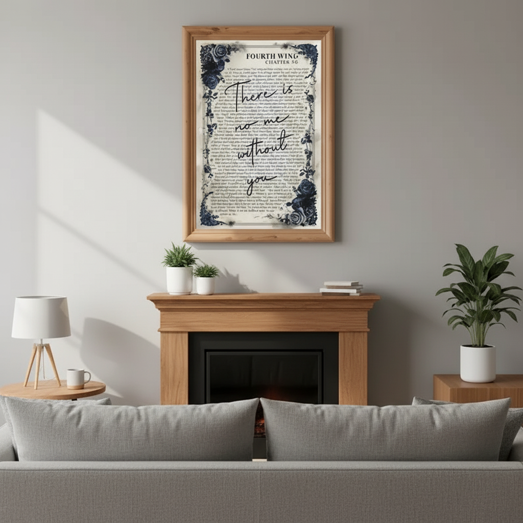 Fourth Wing Quote Poster, There Is No Me Without You Wall Art, Romantasy Bookish Print, Rebecca Yarros Inspired Gift VLRP68
