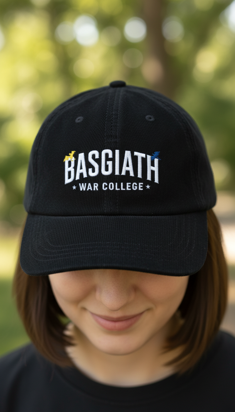 Fourth Wing Inspired Basgiath War College Hat, Embroidered Corduroy Dad Cap VLRH18