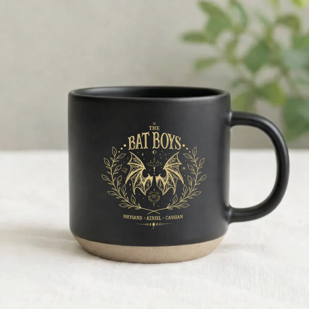 Bat Boys Pottery Mug, ACOTAR Inspired Ceramic Coffee Cup, Rhysand Azriel Cassian Bookish Mug, Fantasy Reader Gift PMVLR25
