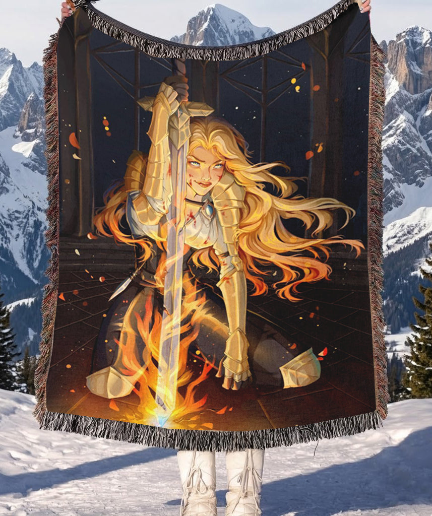 Aelin Inspired Woven Blanket, Throne of Glass Fantasy Throw, Fireheart Bookish Home Decor, Gift for Fantasy Readers BKVLR05