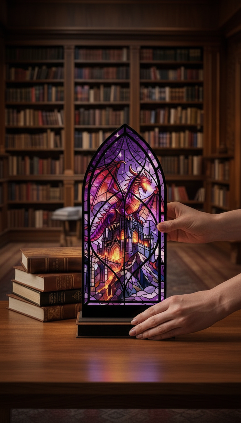 Gothic Dragon Library Sign, Fantasy Bookshelf Decor, Book Lover Gift, Reader Gift, 3 Colors Available BNVLR29