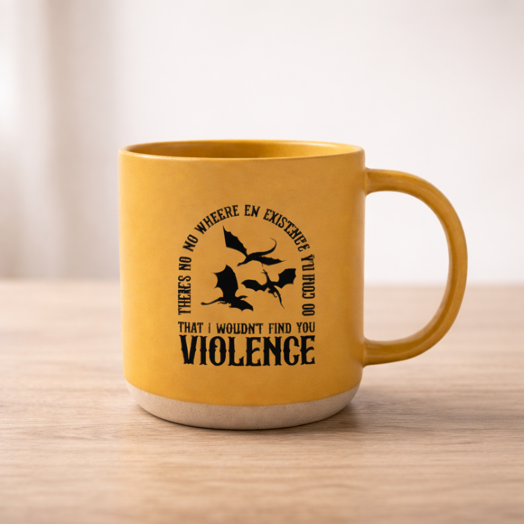 There’s No Where in Existence That I Wouldn’t Find You Violetence Mug, Fourth Wing Inspired Dragon Ceramic Cup, Fantasy Bookish Gift