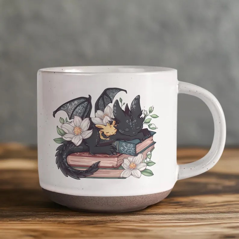 Fantasy Bookish Mug, Fantasy Dragon Pottery Mug, 4th Wing Merch, Book Lover Gift, Bookish Coffee Cup, Dragon Home Decor for Reader,Book Gift