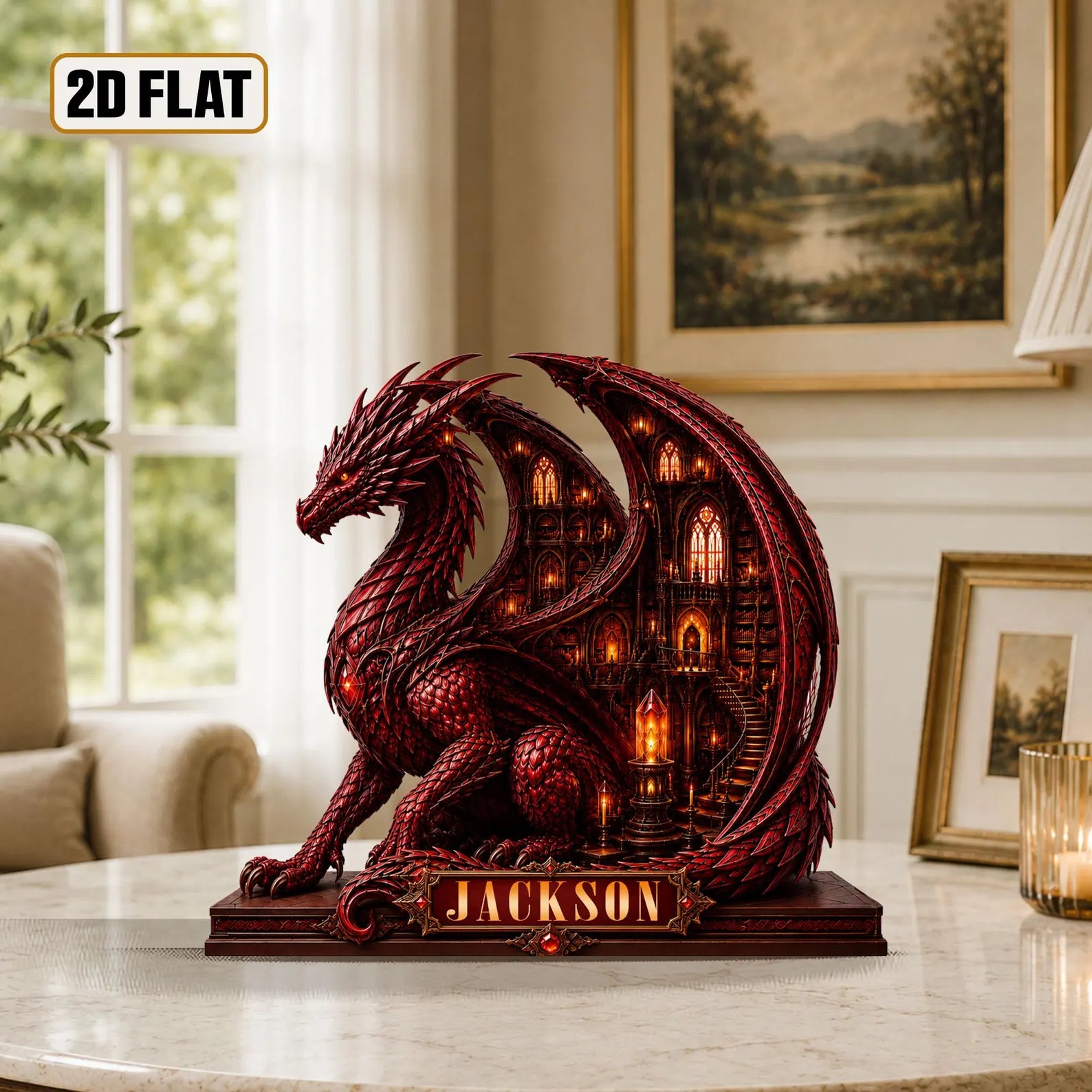 Personalized Dragon Book Wooden Block, Custom Name Dragon Library Home Decor, Book Lover Gift, Library Decor, Bookworm Wooden Sign – WBVLR13