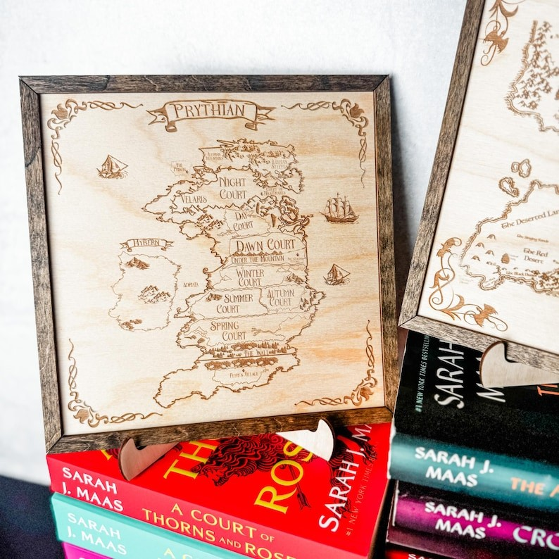 Throne of Glass Erilea Map, Wooden Wall Art for Bookshelf Decor WSVLR04
