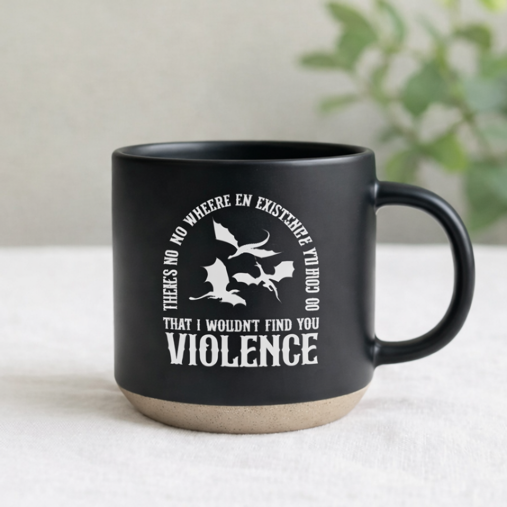 There’s No Where in Existence That I Wouldn’t Find You Violetence Mug, Fourth Wing Inspired Dragon Ceramic Cup, Fantasy Bookish Gift