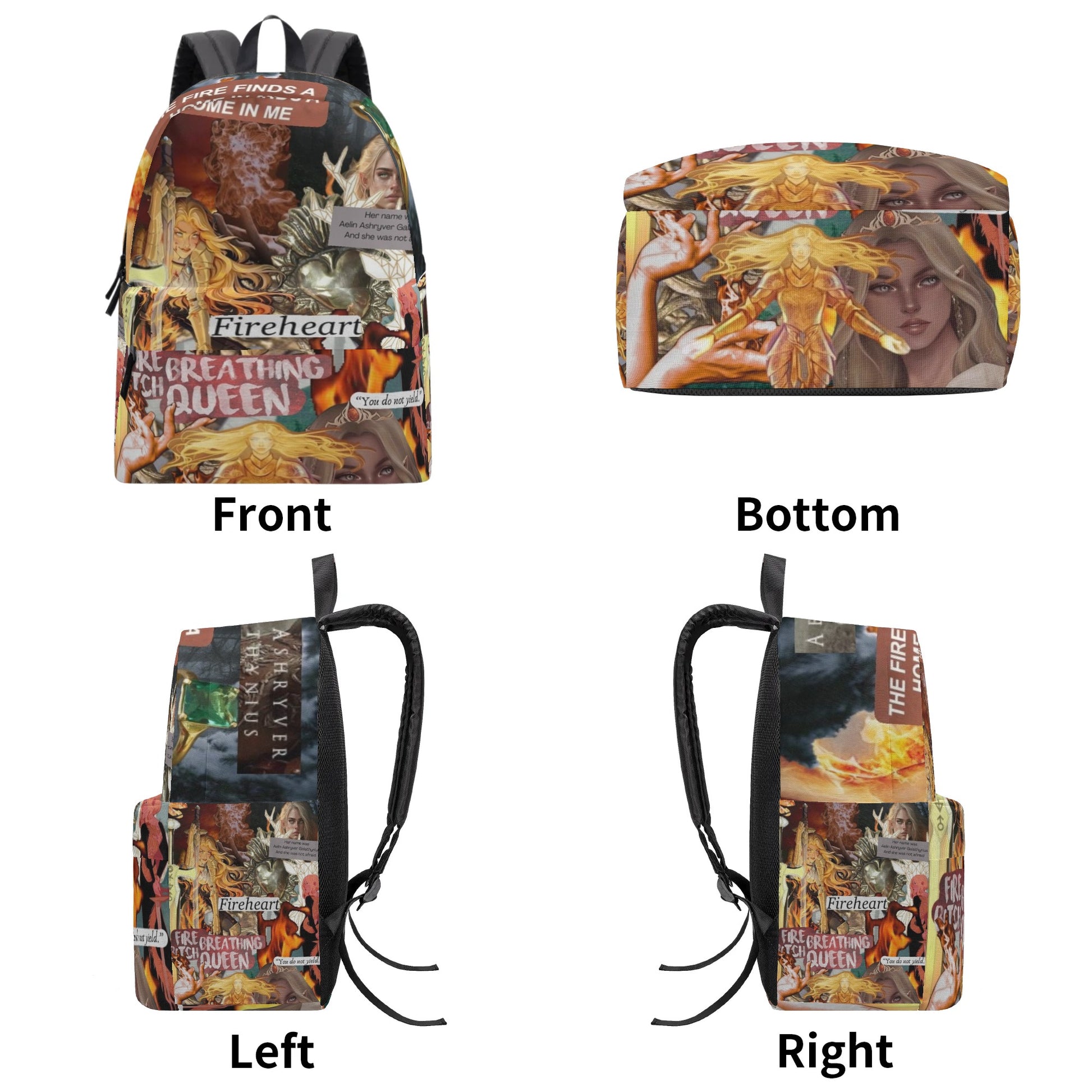 Fireheart Backpack, Throne of Glass Aelin Inspired Bag, Breathing Queen Quote, Bookish Fantasy Gift  BPVLR04