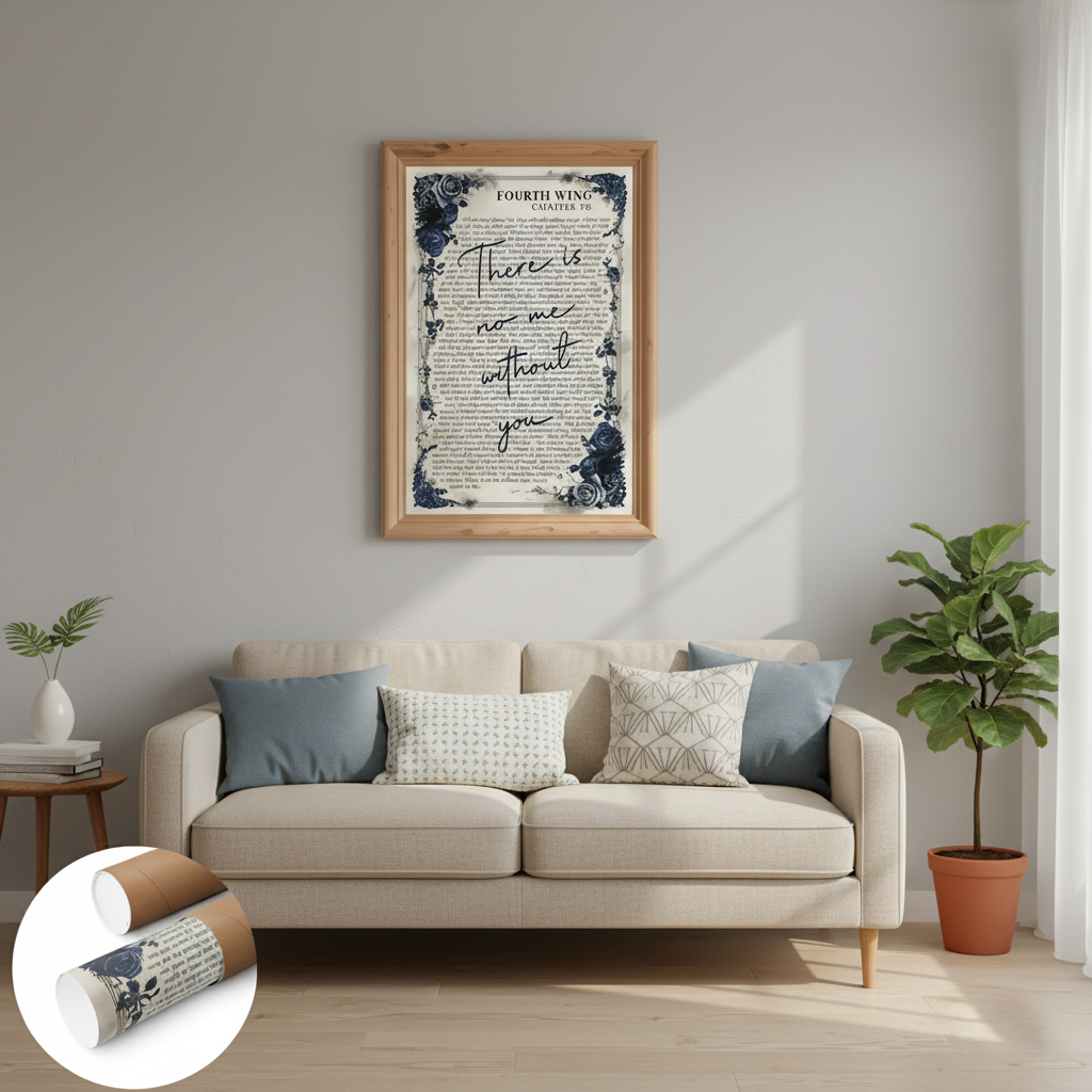 Fourth Wing Quote Poster, There Is No Me Without You Wall Art, Romantasy Bookish Print, Rebecca Yarros Inspired Gift VLRP68