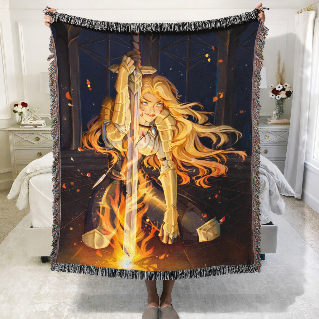 Aelin Inspired Woven Blanket, Throne of Glass Fantasy Throw, Fireheart Bookish Home Decor, Gift for Fantasy Readers BKVLR05