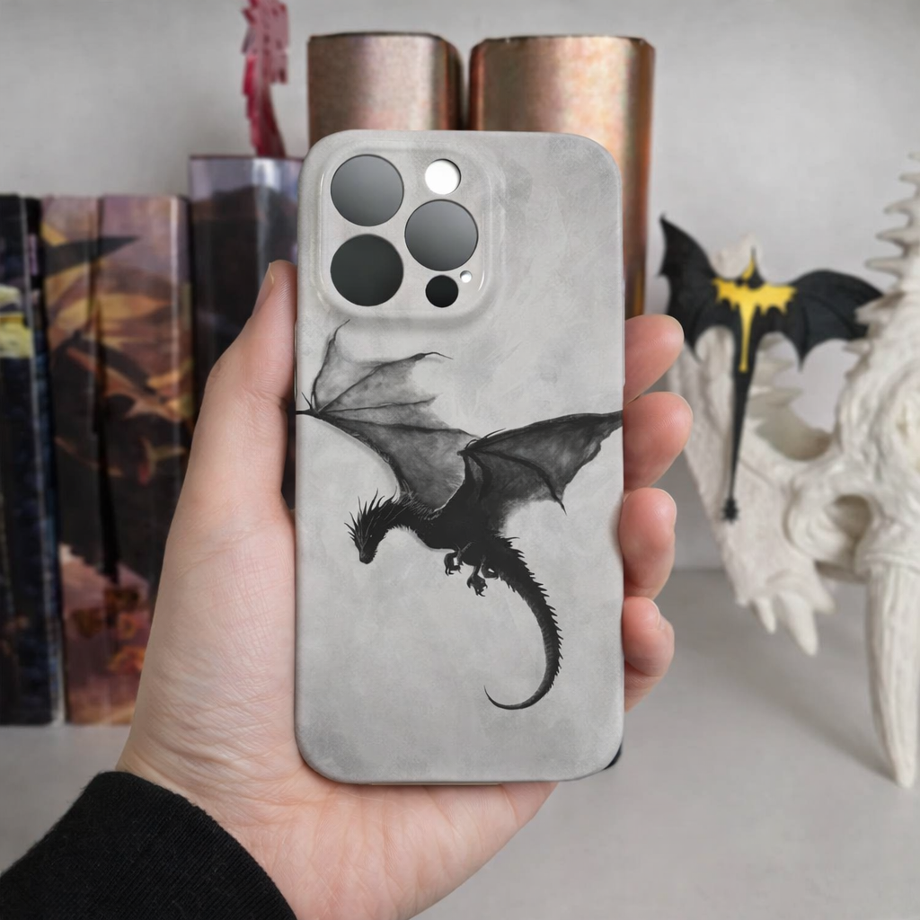 Dragon Tairn Phone Case, Fourth Wing Inspired Design, Black  Dragon Artwork, Unique Fantasy Accessory for Dragon Lovers, Bookish Gift PCVLR78
