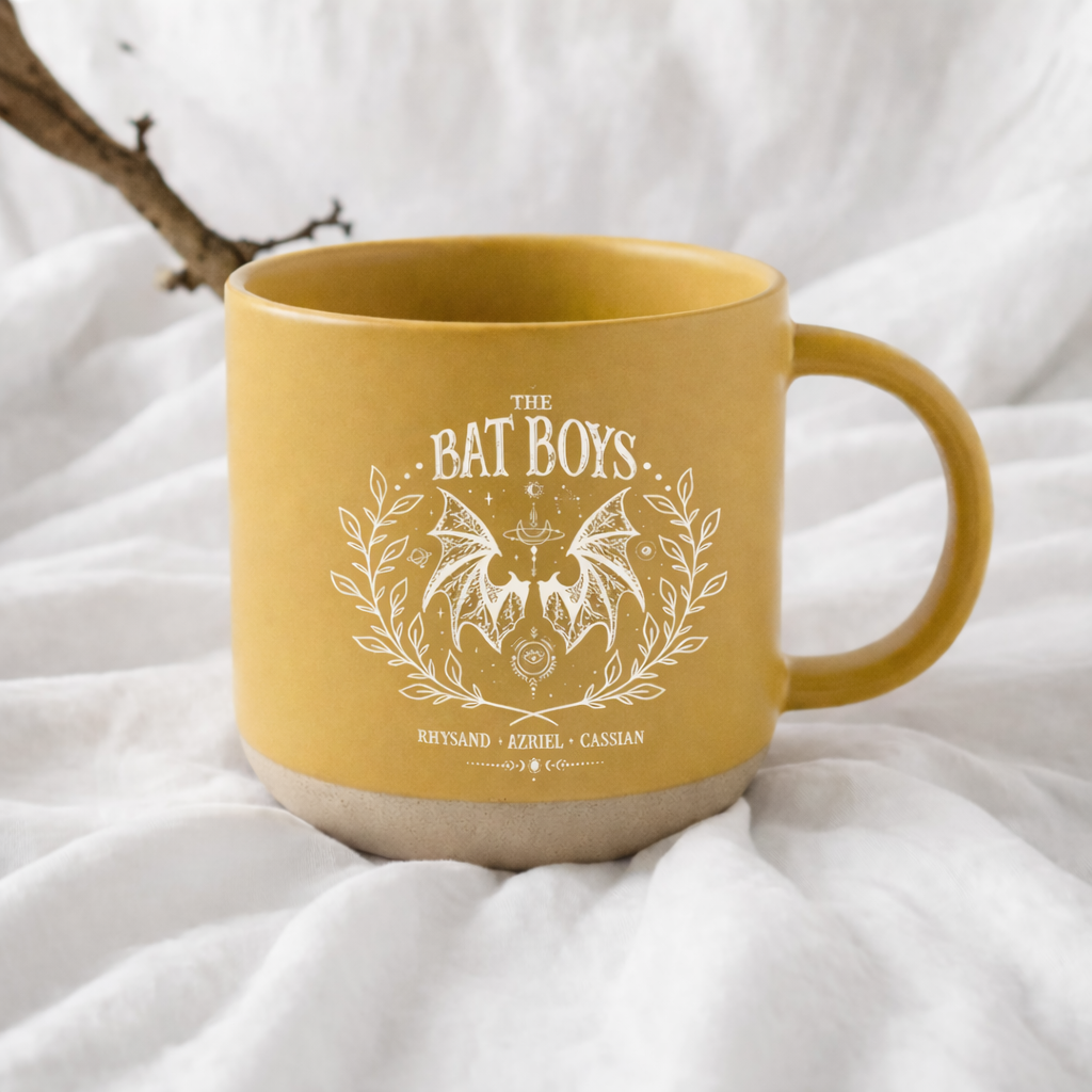 Bat Boys Pottery Mug, ACOTAR Inspired Ceramic Coffee Cup, Rhysand Azriel Cassian Bookish Mug, Fantasy Reader Gift PMVLR25