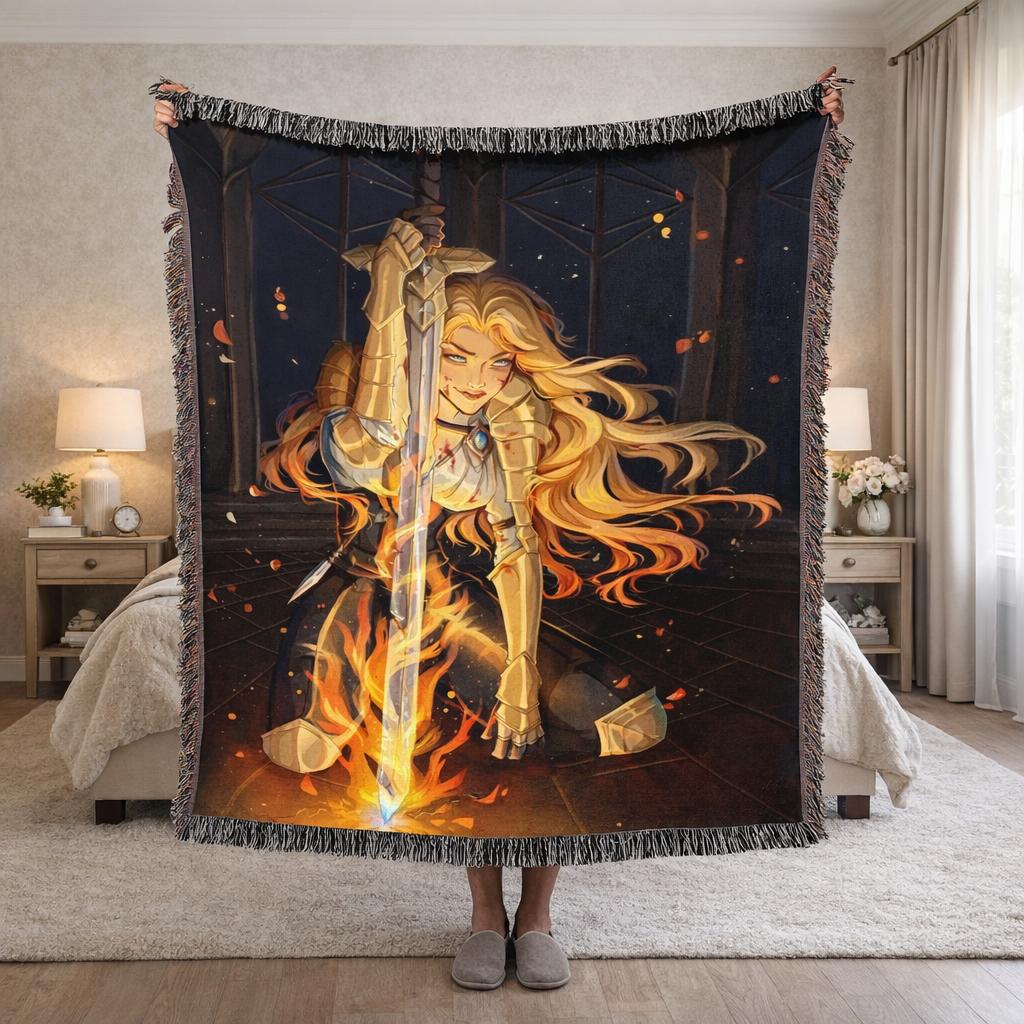 Aelin Inspired Woven Blanket, Throne of Glass Fantasy Throw, Fireheart Bookish Home Decor, Gift for Fantasy Readers BKVLR05