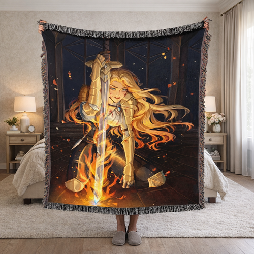 Aelin Inspired Woven Blanket, Throne of Glass Fantasy Throw, Fireheart Bookish Home Decor, Gift for Fantasy Readers BKVLR05