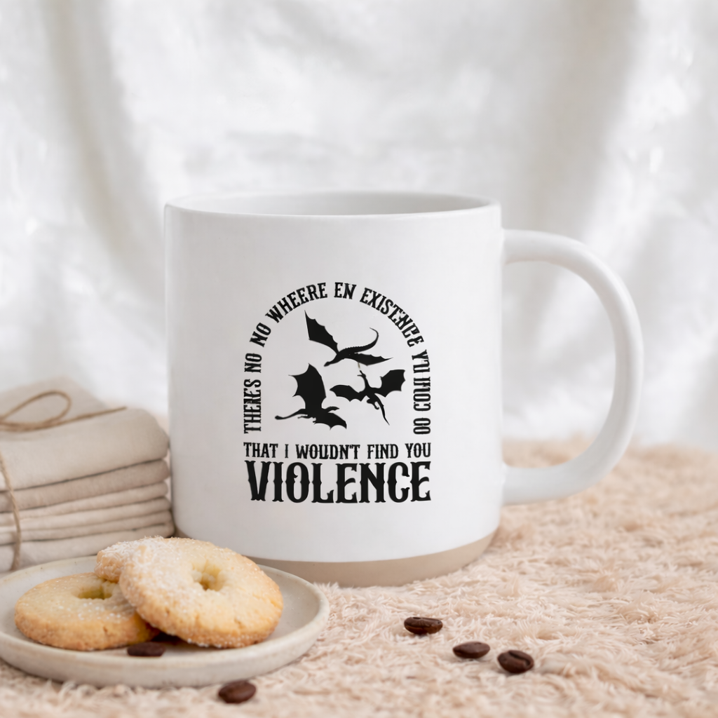 There’s No Where in Existence That I Wouldn’t Find You Violetence Mug, Fourth Wing Inspired Dragon Ceramic Cup, Fantasy Bookish Gift