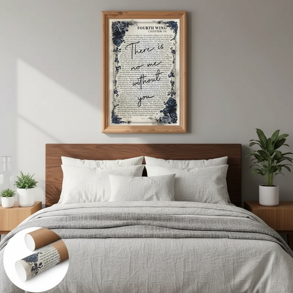 Fourth Wing Quote Poster, There Is No Me Without You Wall Art, Romantasy Bookish Print, Rebecca Yarros Inspired Gift VLRP68