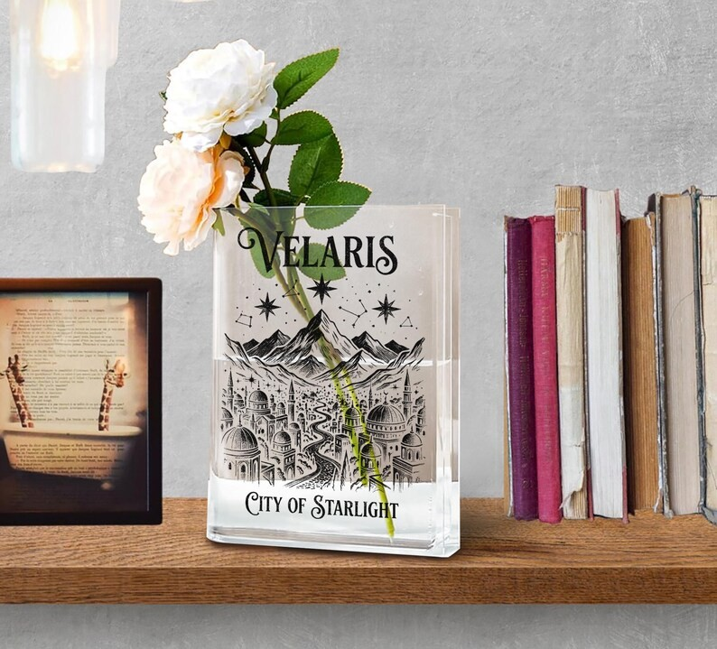Velaris ACOTAR Acrylic Book Vase City of Starlight, Fantasy Readers Vase, Book Lover Gift for Smut Reader, SJM Merch, Bookish Home Decor VLRBV38