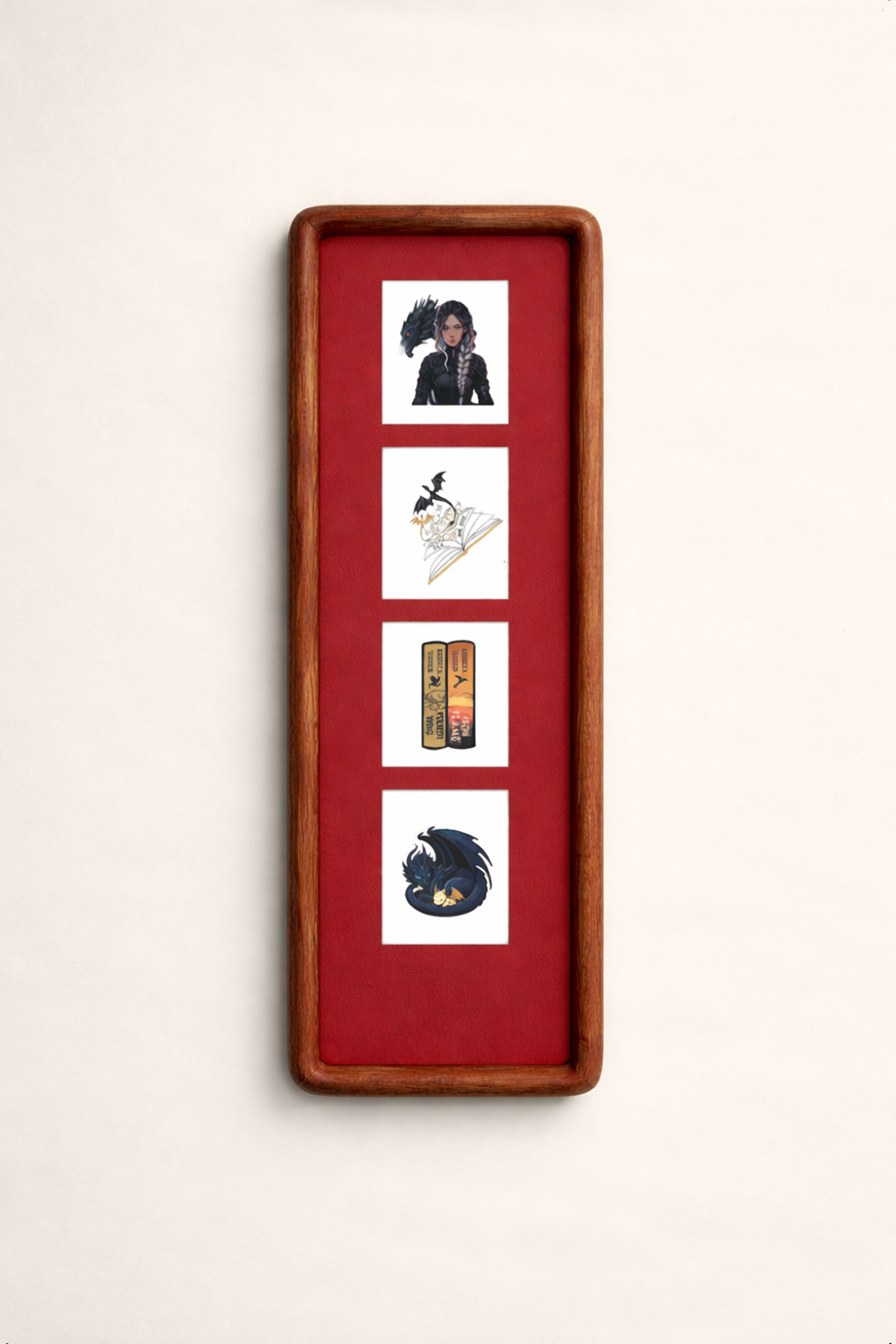 Dragon Rider Photobooth Frame, Elongated Solid Wood Photo Strip Frame with Coloured Mount, Fantasy Bookish Decor, Vertical Wall Hanging Frame for Fourth Wing Fans