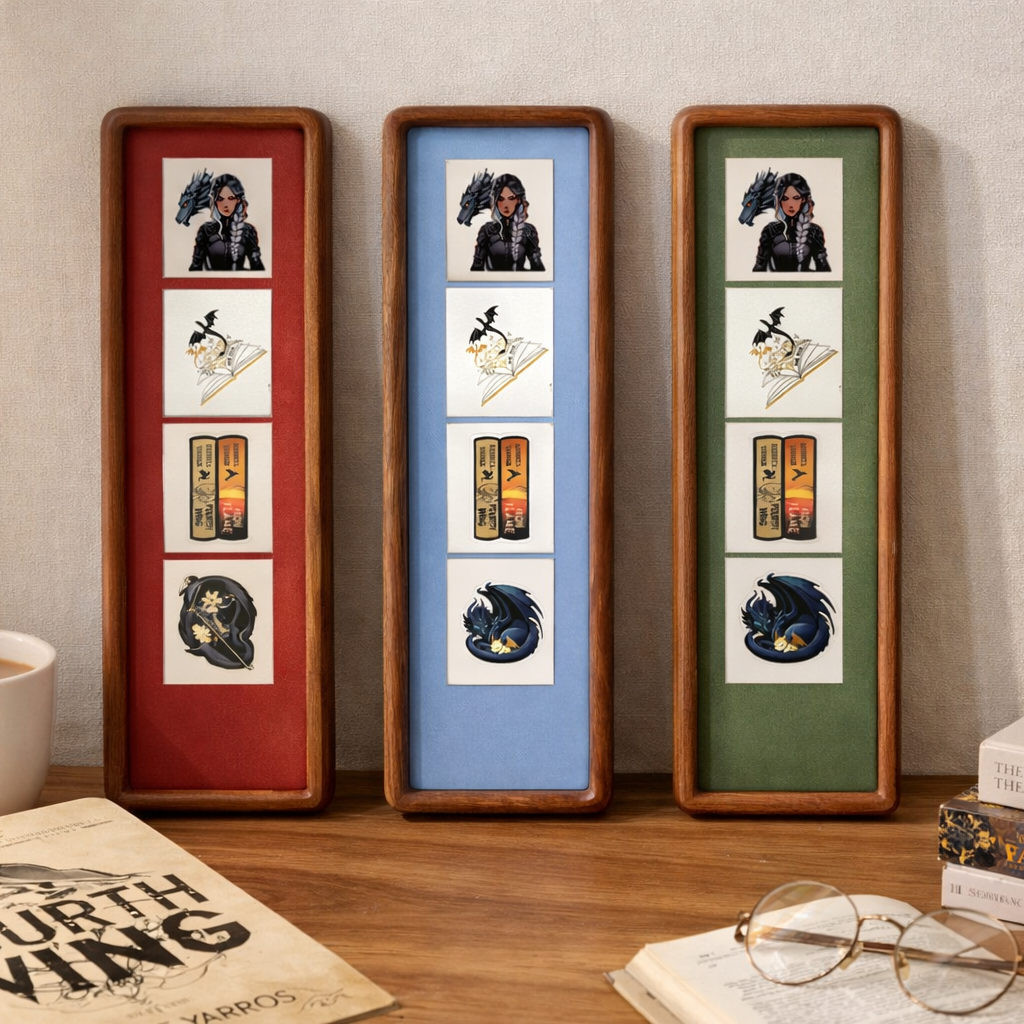 Dragon Rider Photobooth Frame, Elongated Solid Wood Photo Strip Frame with Coloured Mount, Fantasy Bookish Decor, Vertical Wall Hanging Frame for Fourth Wing Fans