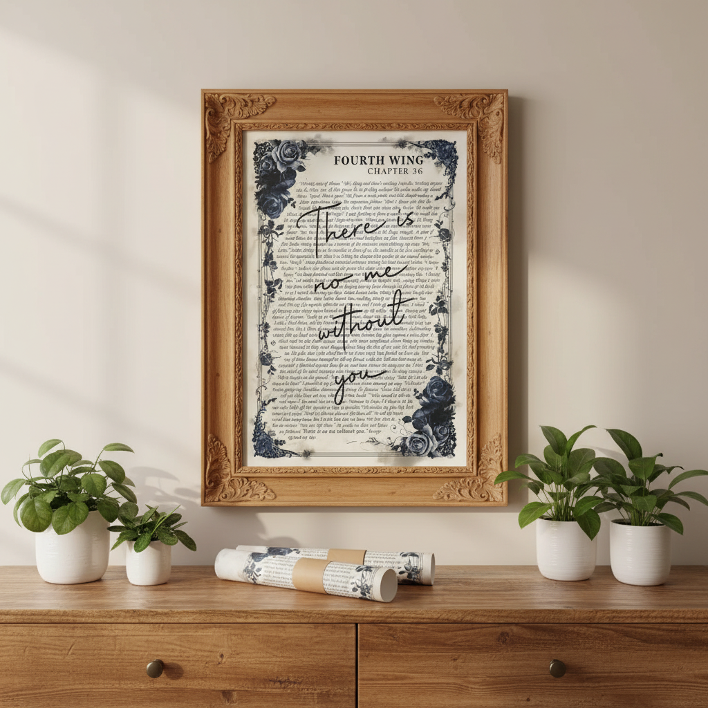 Fourth Wing Quote Poster, There Is No Me Without You Wall Art, Romantasy Bookish Print, Rebecca Yarros Inspired Gift VLRP68