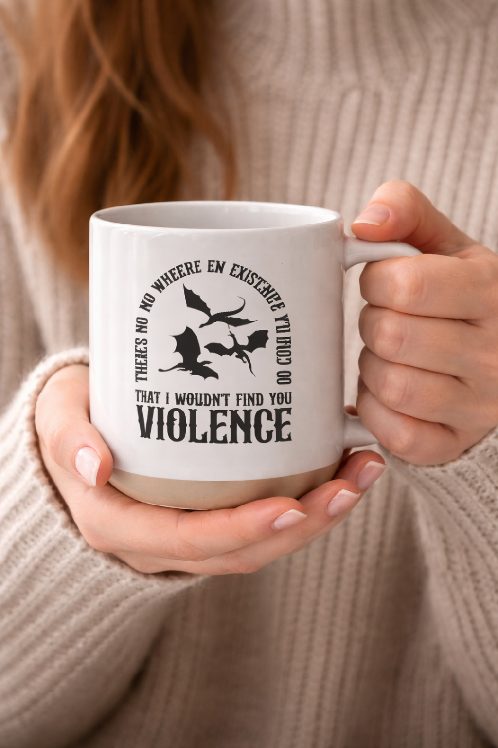 There’s No Where in Existence That I Wouldn’t Find You Violetence Mug, Fourth Wing Inspired Dragon Ceramic Cup, Fantasy Bookish Gift