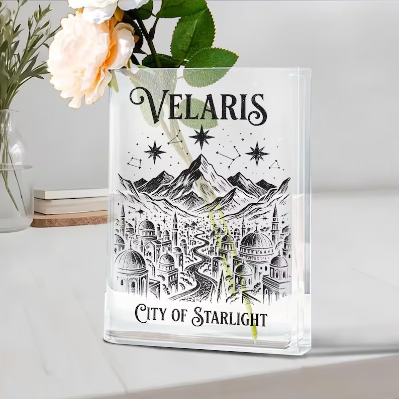Velaris ACOTAR Acrylic Book Vase City of Starlight, Fantasy Readers Vase, Book Lover Gift for Smut Reader, SJM Merch, Bookish Home Decor VLRBV38