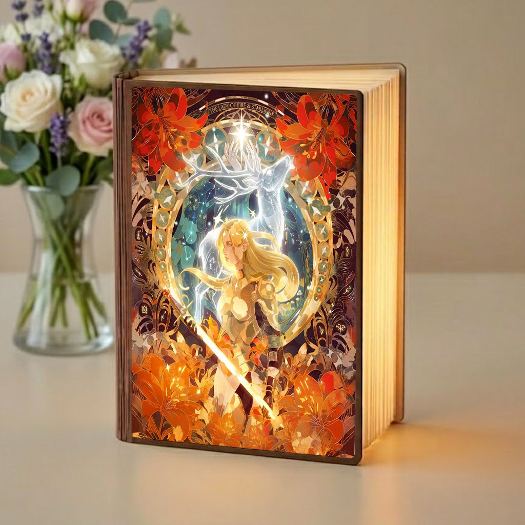 Fireheart Book Lamp, Fantasy Warrior Night Light, Magical Book Light, Book Lover Gift, Cozy Reading Room Decor BLVLR14