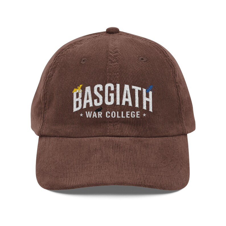 Fourth Wing Inspired Basgiath War College Hat, Embroidered Corduroy Dad Cap VLRH18