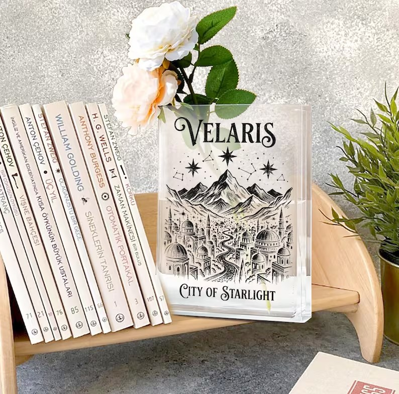 Velaris ACOTAR Acrylic Book Vase City of Starlight, Fantasy Readers Vase, Book Lover Gift for Smut Reader, SJM Merch, Bookish Home Decor VLRBV38