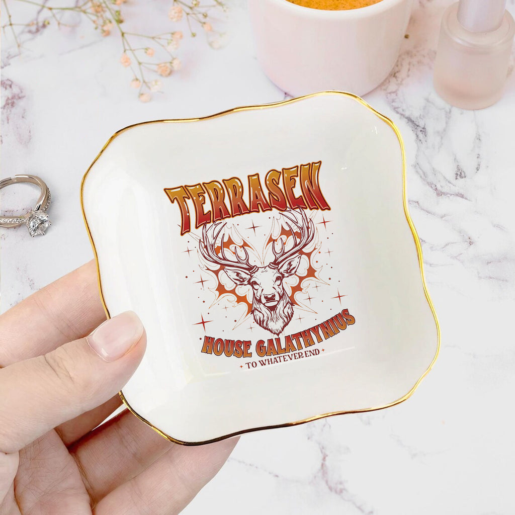 Terrasen House Galathynius Jewelry Dish, Ceramic Jewelry Tray, Fourth Wing Trinket Dish, Fantasy Reader Decor JDVLR04