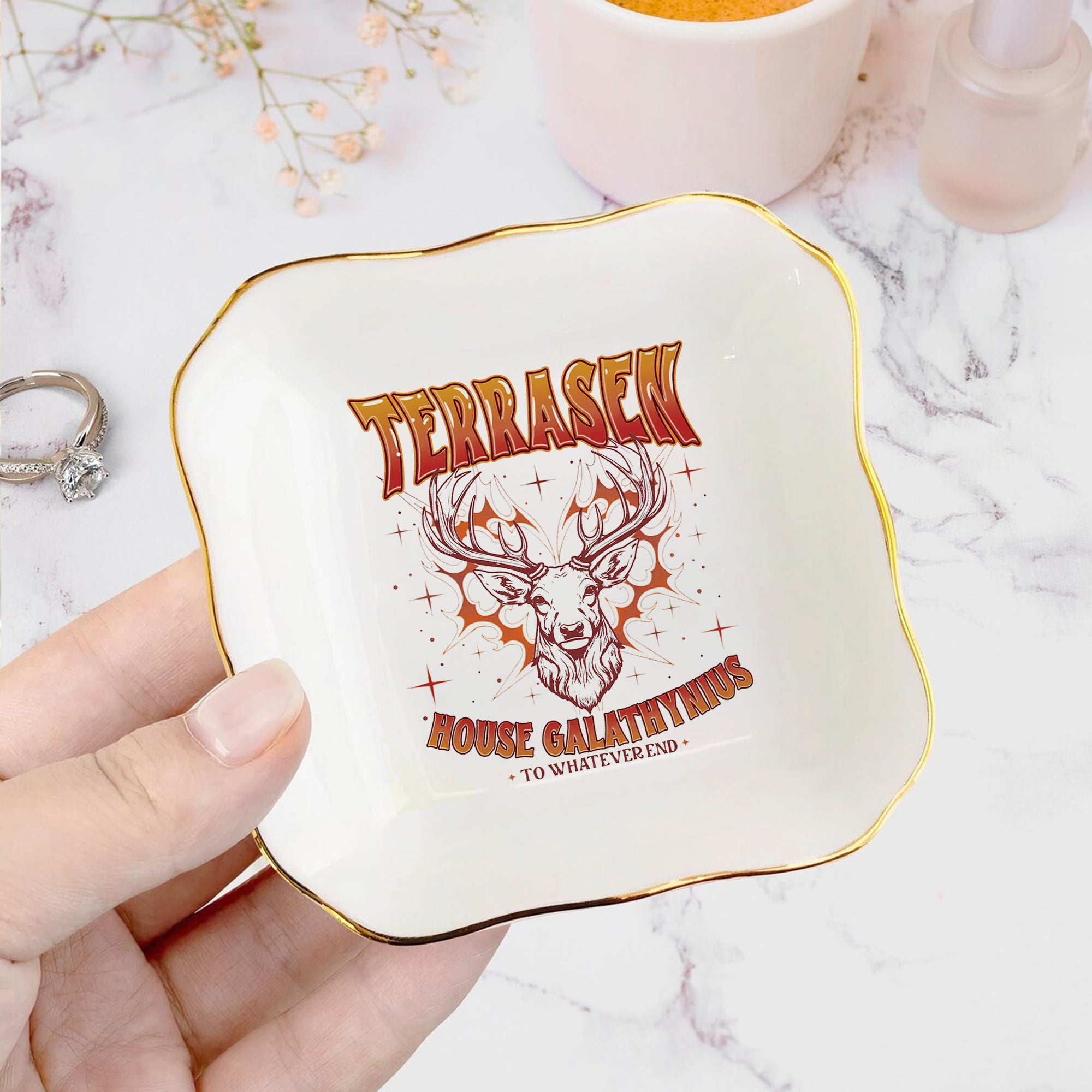 Terrasen House Galathynius Jewelry Dish, Ceramic Jewelry Tray, Fourth Wing Trinket Dish, Fantasy Reader Decor JDVLR04