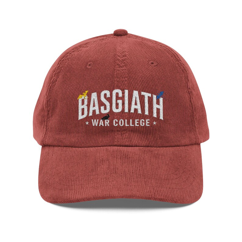 Fourth Wing Inspired Basgiath War College Hat, Embroidered Corduroy Dad Cap VLRH18