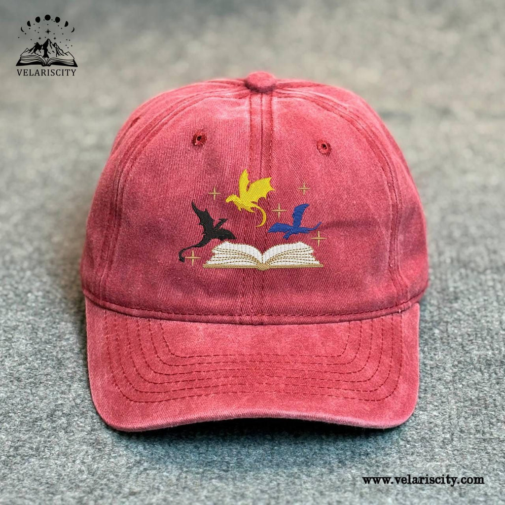 Dragon Fourth Wing Embroidered Hat, Xaden Riorson, Basgiath War College Hat, Dragon Rider Hat, Romantasy Reader Bookish Gift VLRH12