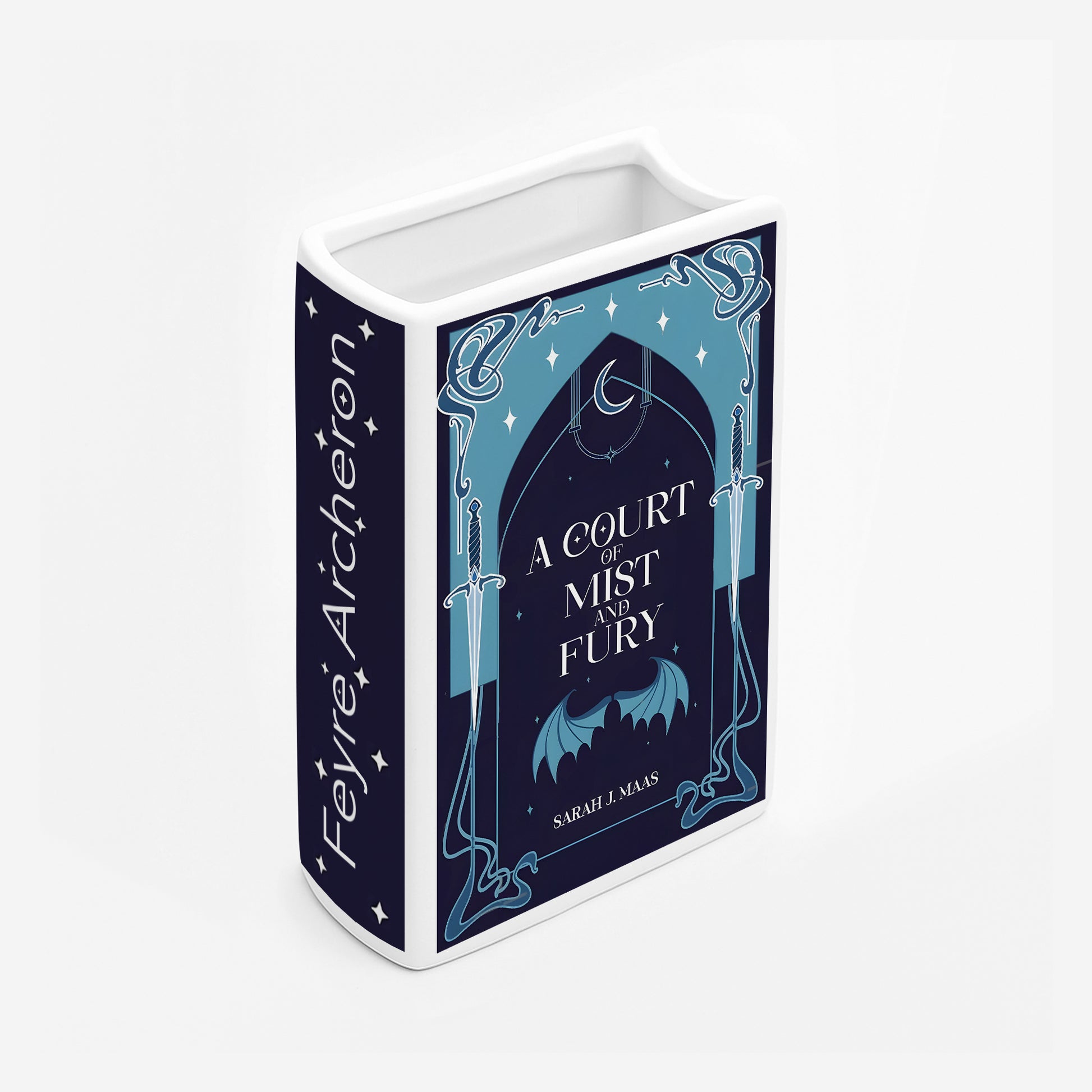 A Court of Mist and Fury Ceramic Book Vase, Fantasy Romance Decor, Night Court Aesthetic Gift for Book Lovers CVVRL05