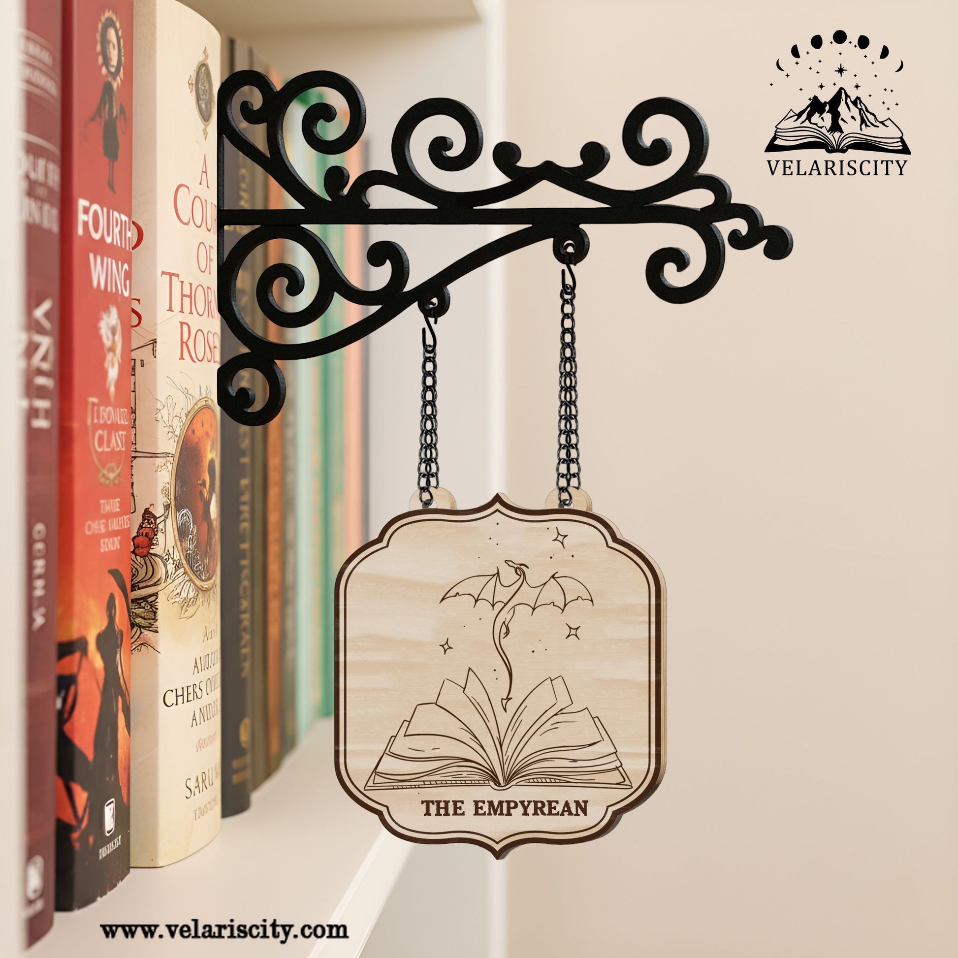 Fourth Wing Book Tavern Signs, The Empyrean Wooden Hanging Sign, Fantasy Bookish Decor for Readers BSVLR04