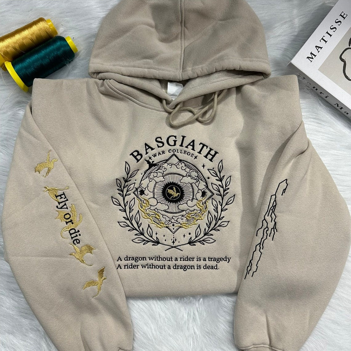 Embroidered Fourth Wing Sweatshirt, Basgiath War College Sweatshirt, Dragon Rider Embroidered, VEMB09
