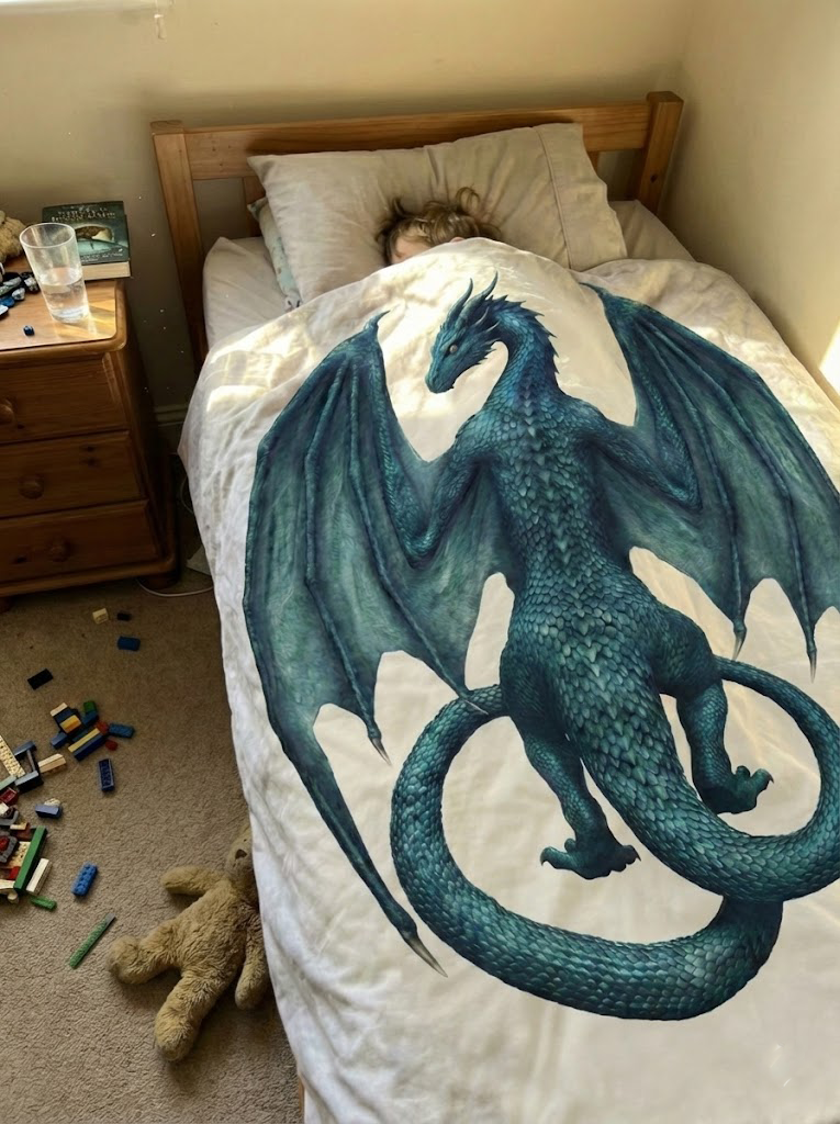 Blue Dragon Fantasy Blanket, Majestic Winged Dragon Design, Mythical Dragon Art Blanket, Cozy Fleece Sherpa Blanket, Gift for Fantasy Lovers BLK05