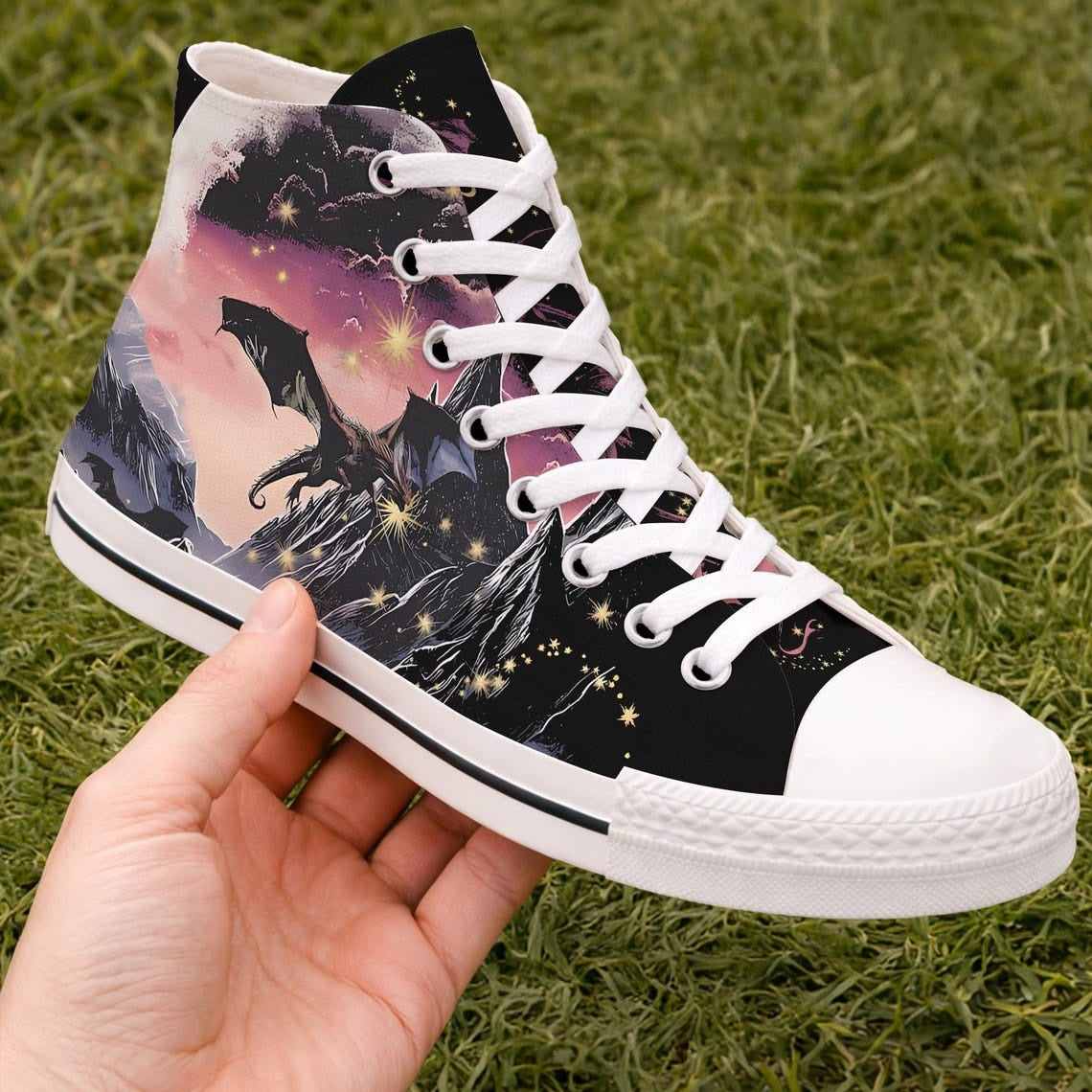 Fourth Wing High Top Shoes, The empyrean Shoes, Dragon Rider Sneakers, Fantasy Bookish Canvas Shoes, Romantasy Reader Gift. HSVLR05