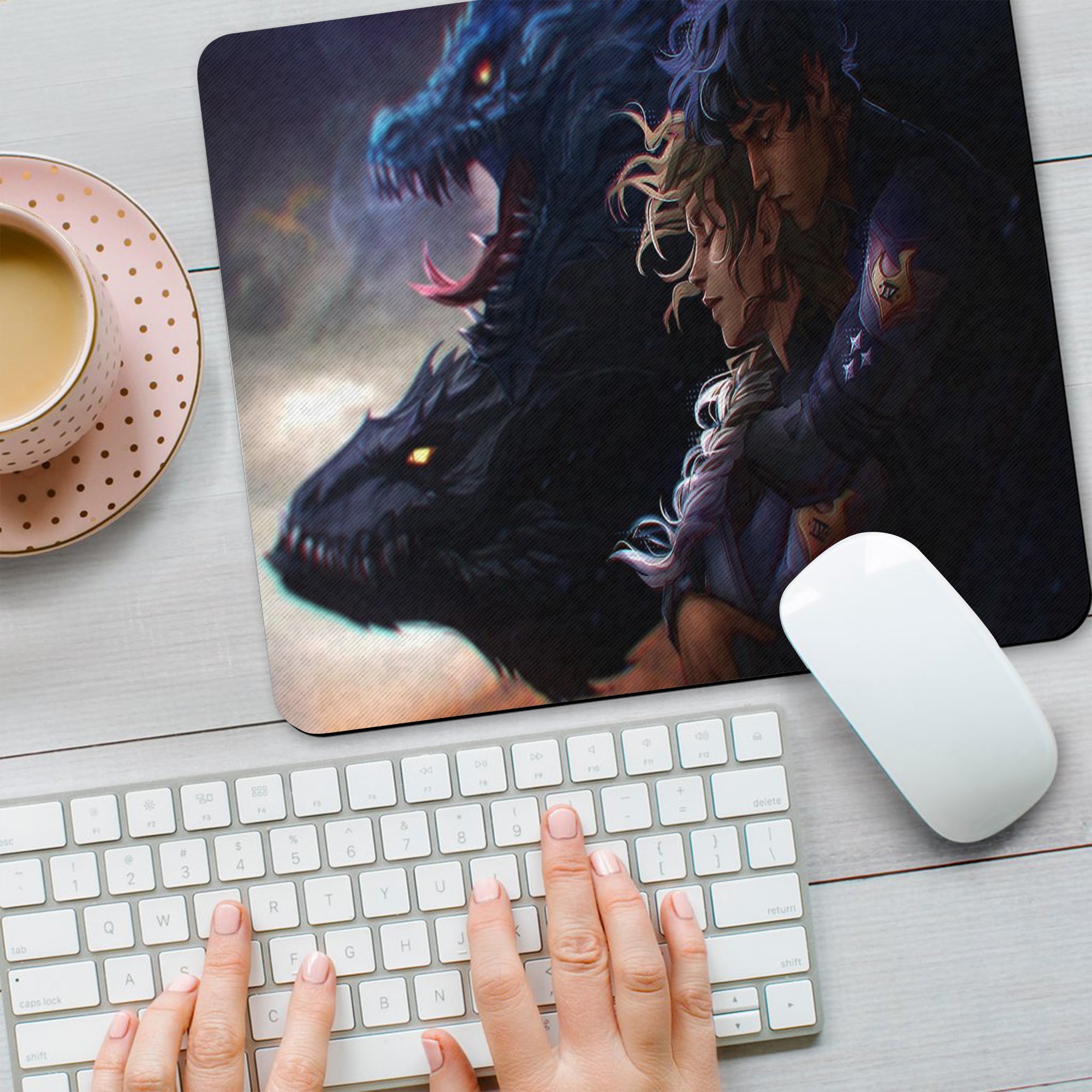 Fourth Wing Desk Mat, Xaden & Violet with Tairn and Andarna, Empyrean Series Fantasy Desk Pad, Gifts For Fan DMVLR14